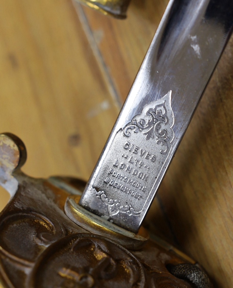 A QEII Naval officer's dress sword and scabbard